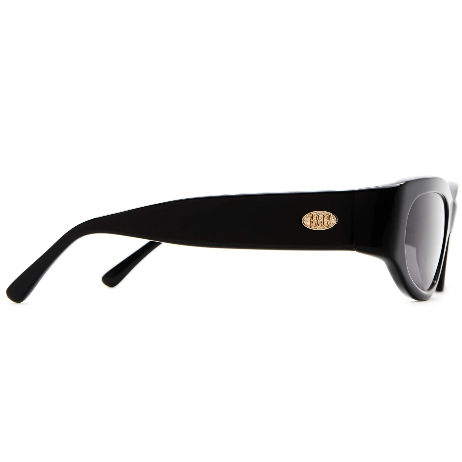 Sonnenbrille, schwarzer Rahmen, Kunststoffrahmen, graue Gläser, ovale Gläser