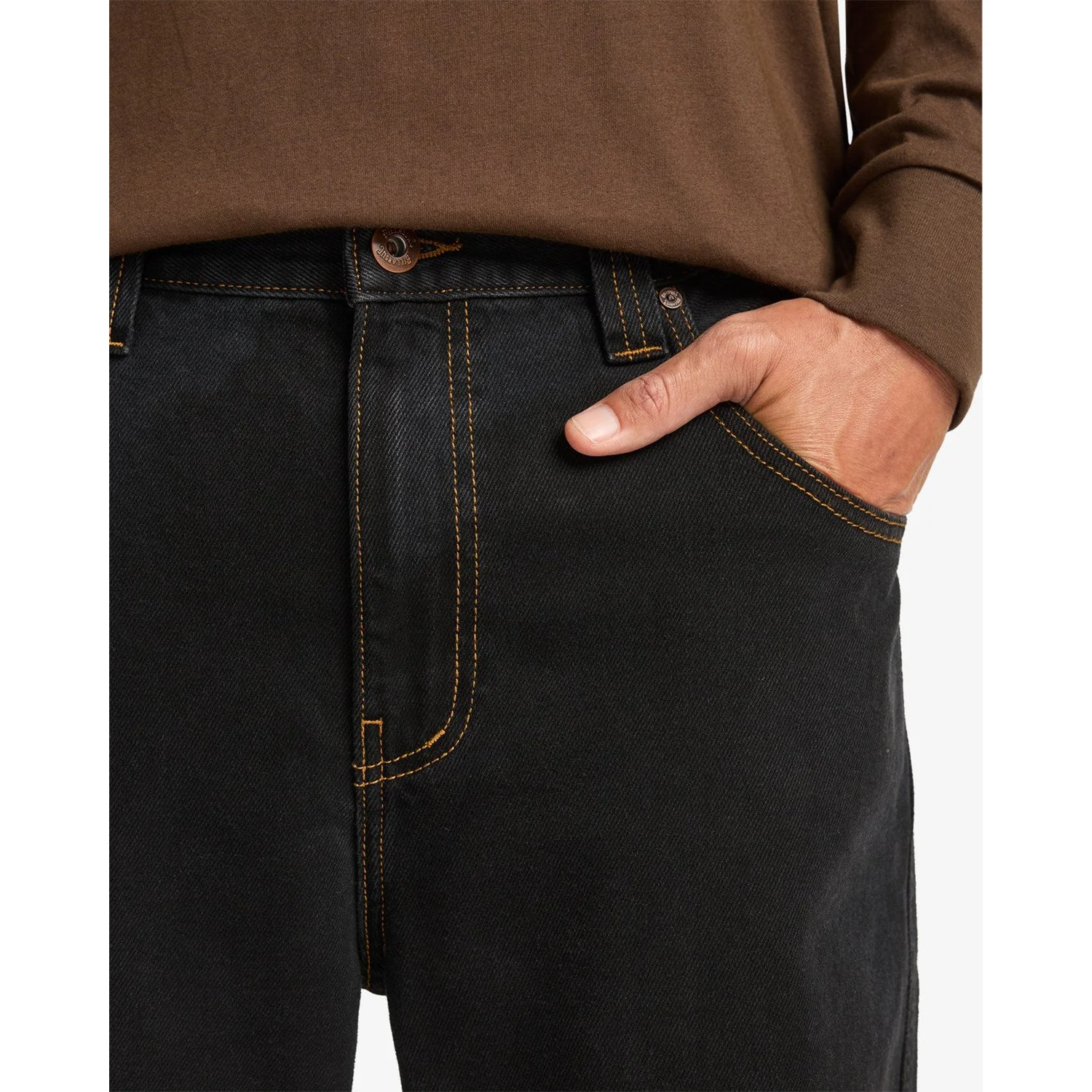 Jeans, Schwarzer Denim, Kontrastnähte, Five-Pocket-Design