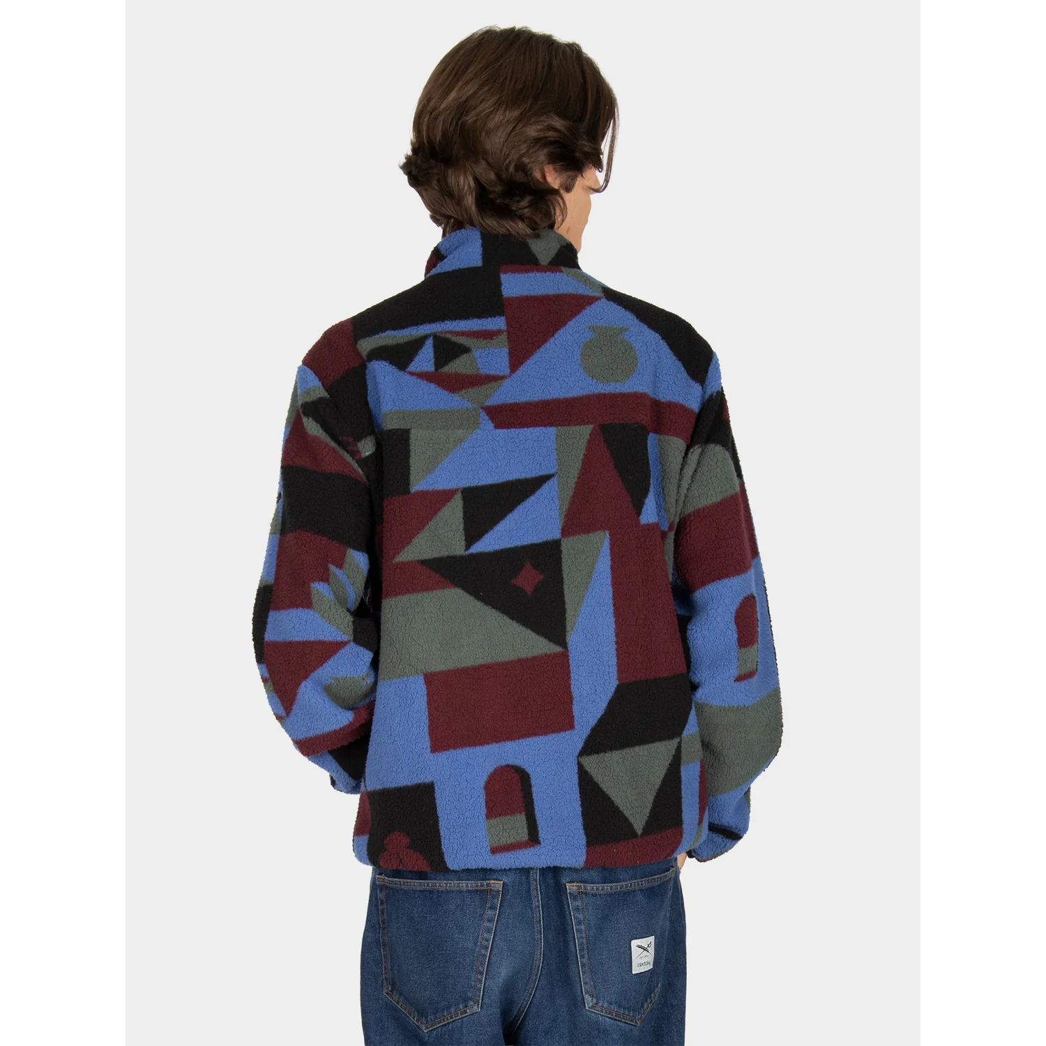 Insaneia Jacket Veste polaire, motif géométrique, col montant, multicolore, fermeture éclair