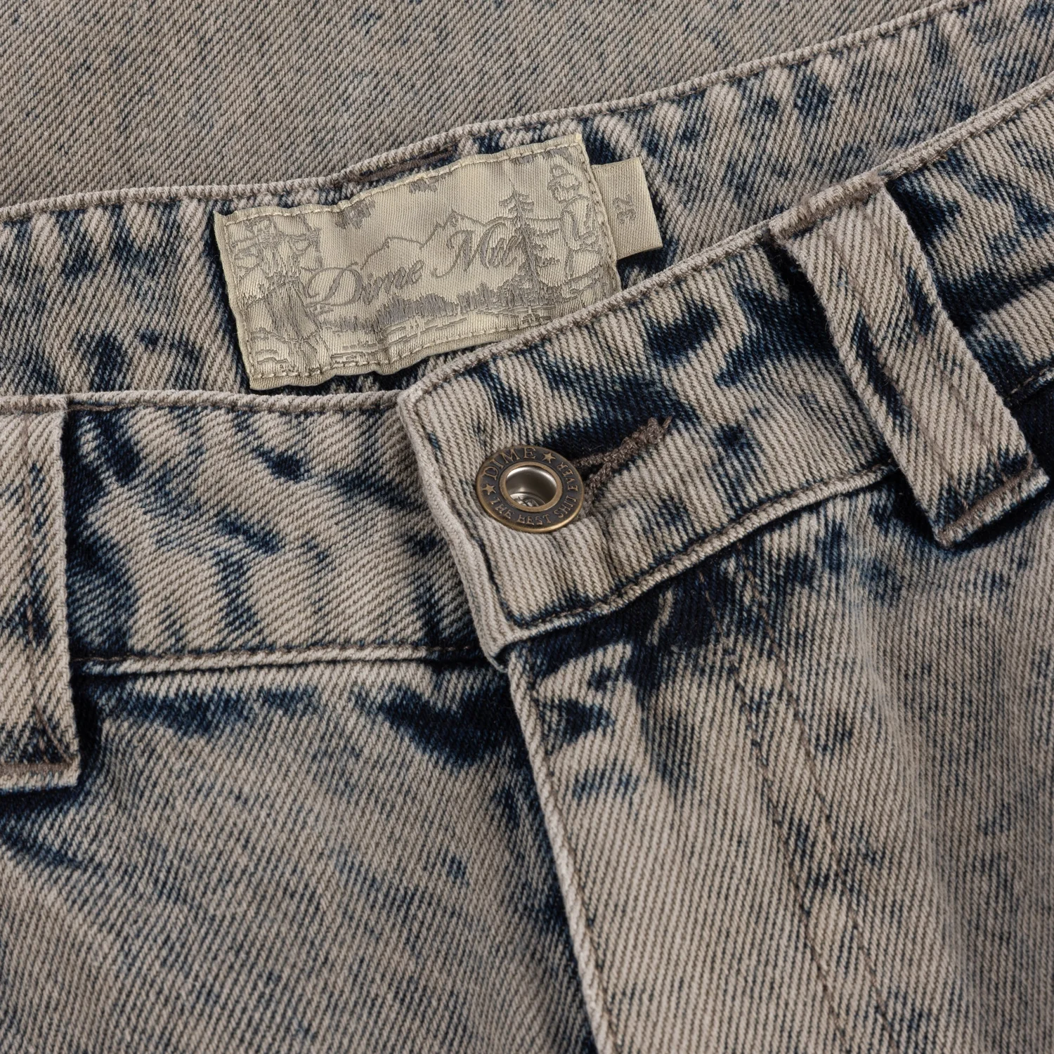Baggy Denim Pants Jeans, denim, délavage acide, bleu-gris, fermeture à boutons