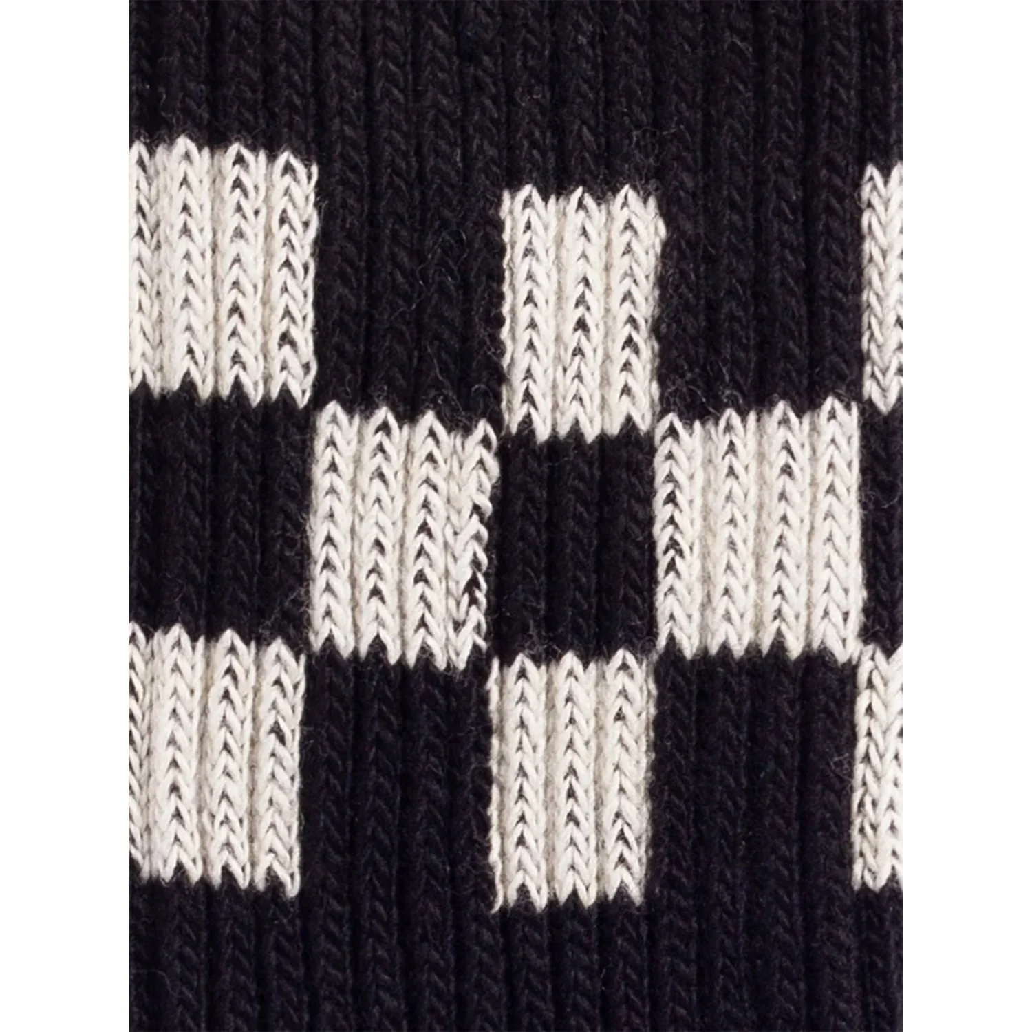 Tissu tricoté, noir et blanc, motif à carreaux, maille grossière