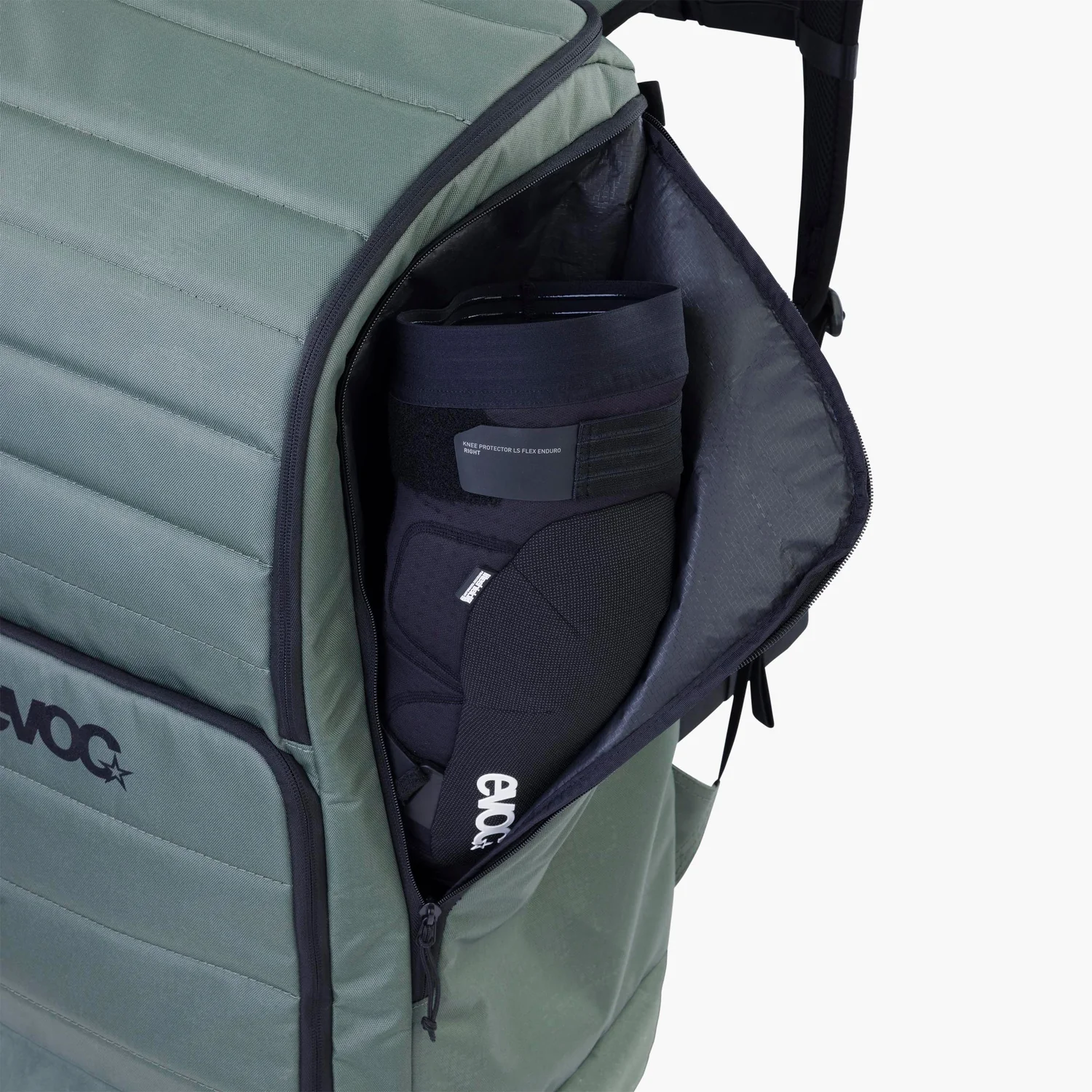 Gear Backpack 90 Sac à dos, genouillères, poche latérale, compartiment zippé, vert olive