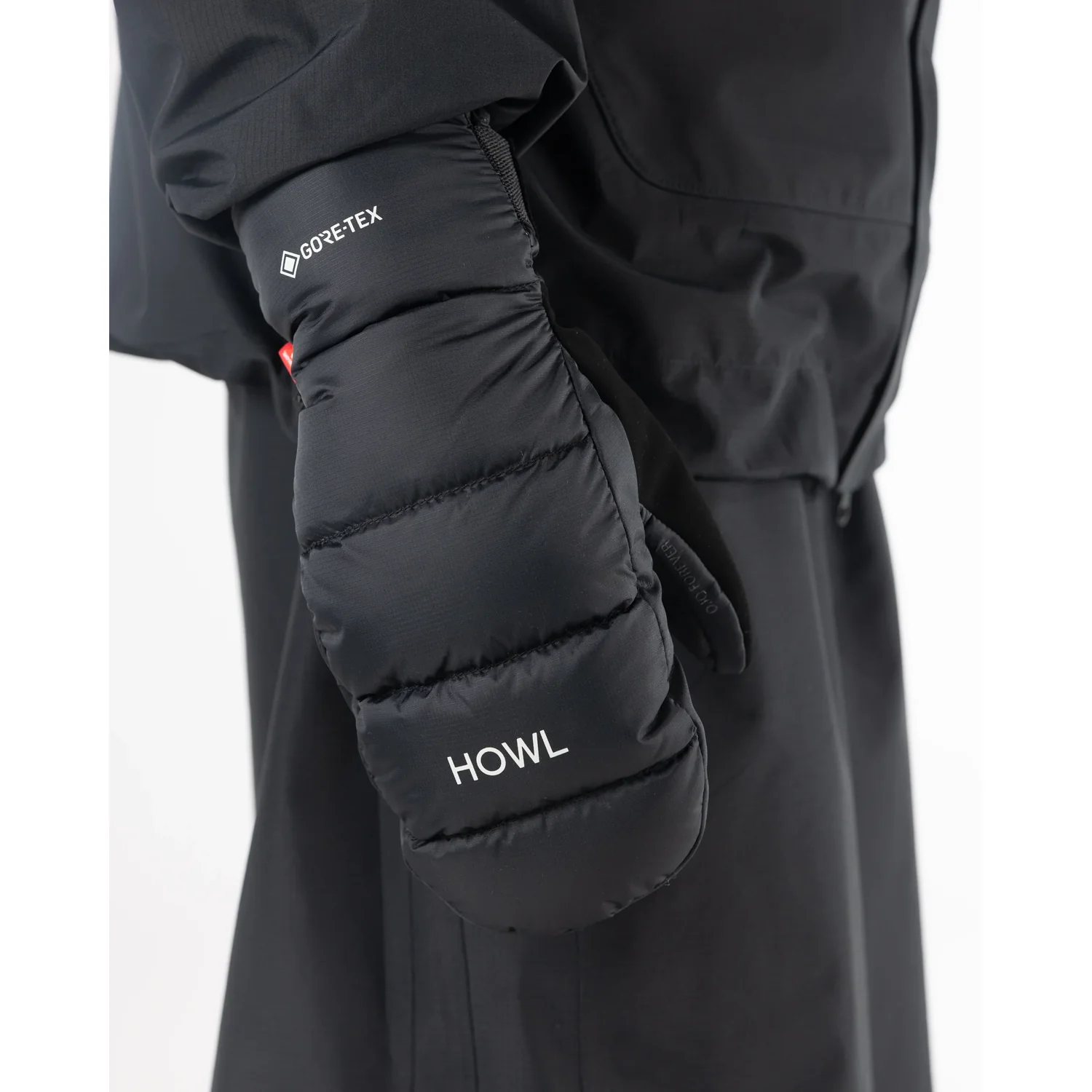 Down Gore-Tex Mitt Gore-Tex, manches bouffantes, noir, Howl, vêtements d'extérieur, moufles, noir, motif matelassé, GORE-TEX, imperméable