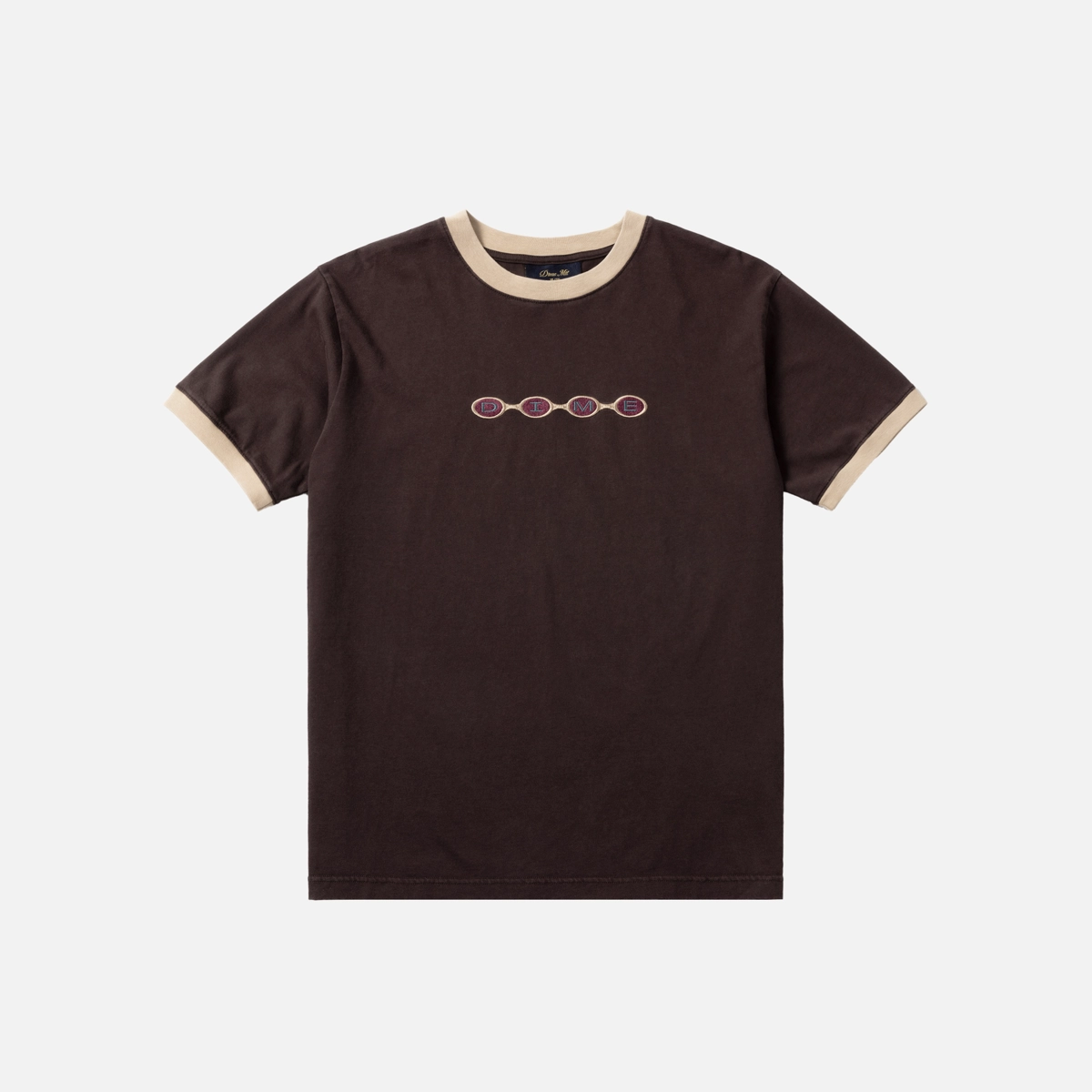T-shirt, marron, manches courtes, écussons avec logo, broderie, T-shirt, manches courtes, uni, marron, logo