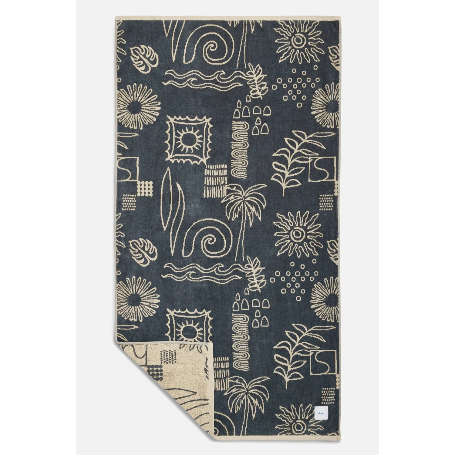 Teppich, Dunkelblau, Beige Muster, Pflanzenmotive, Rechteckig