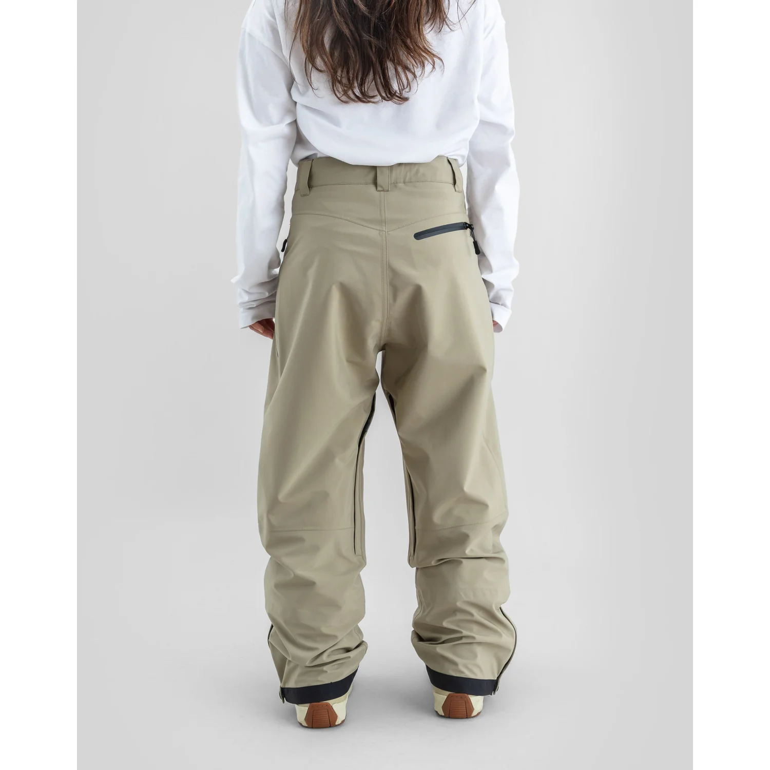Omni Pants Skihose, Damenhose, Beige, Reißverschlusstaschen, Weites Bein
