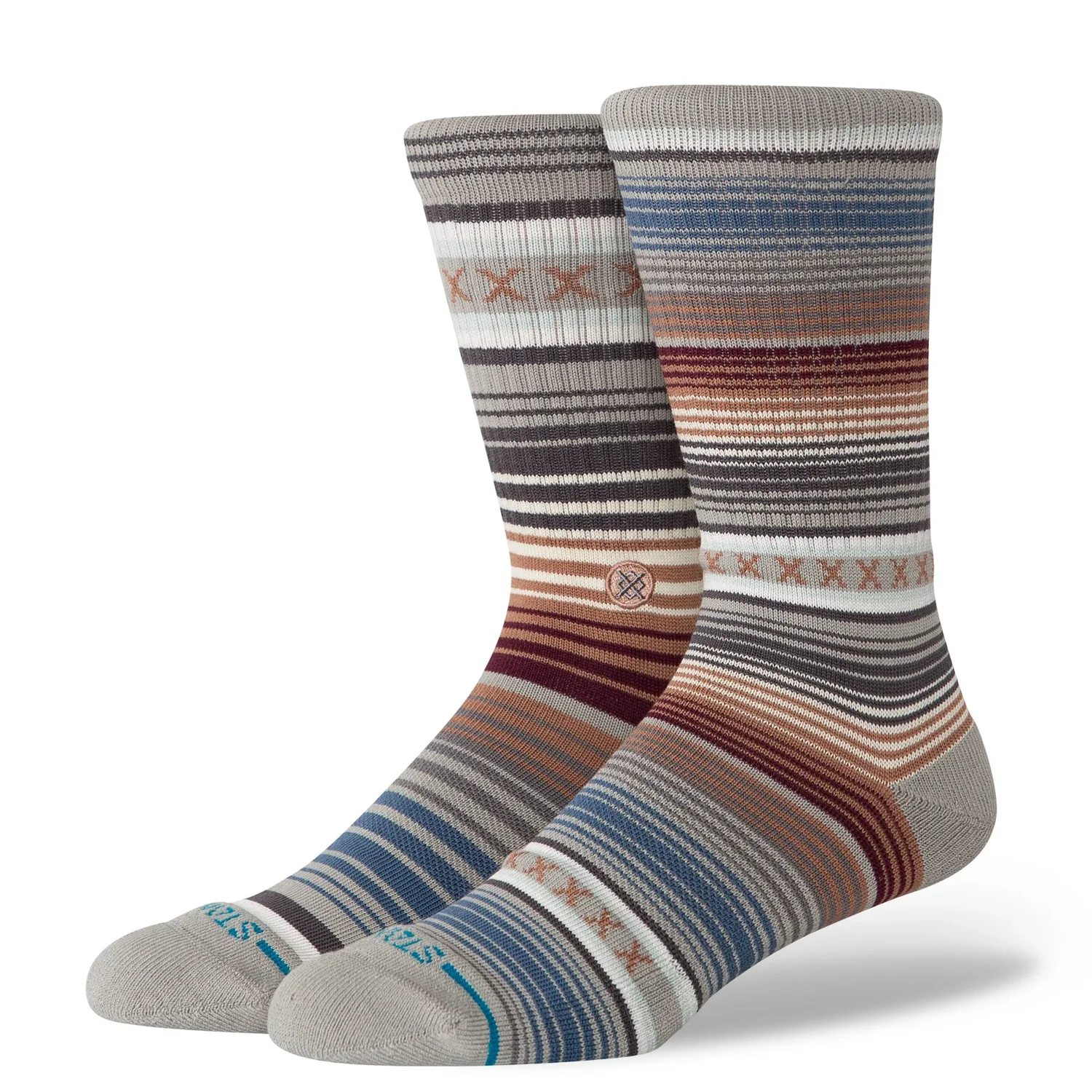 Chaussettes rayées, multicolores, en tricot côtelé, modèle « crew »