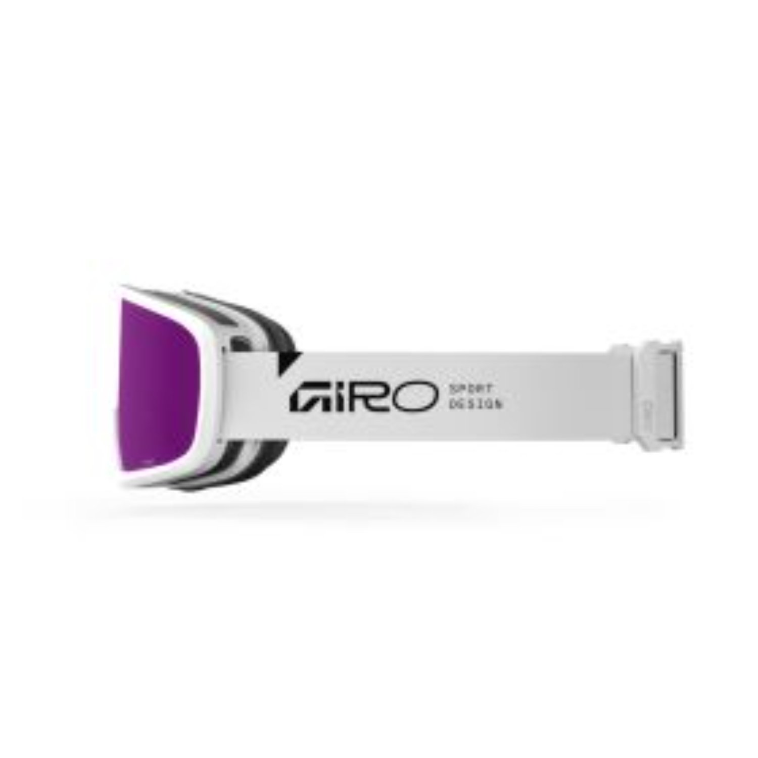 Lunettes de ski, bordure en mousse, monture blanche, verres violets, protection de la sangle