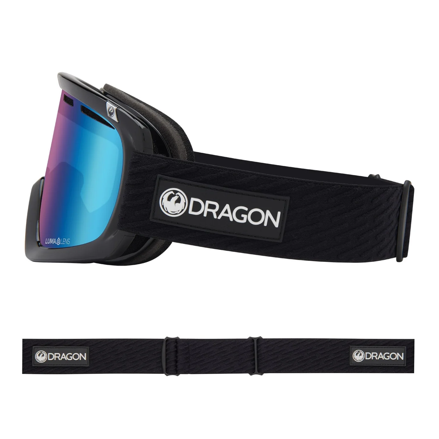 D1 OTG Lunettes de neige, logo « Dragon », verres miroités, rembourrage en mousse, sangle réglable