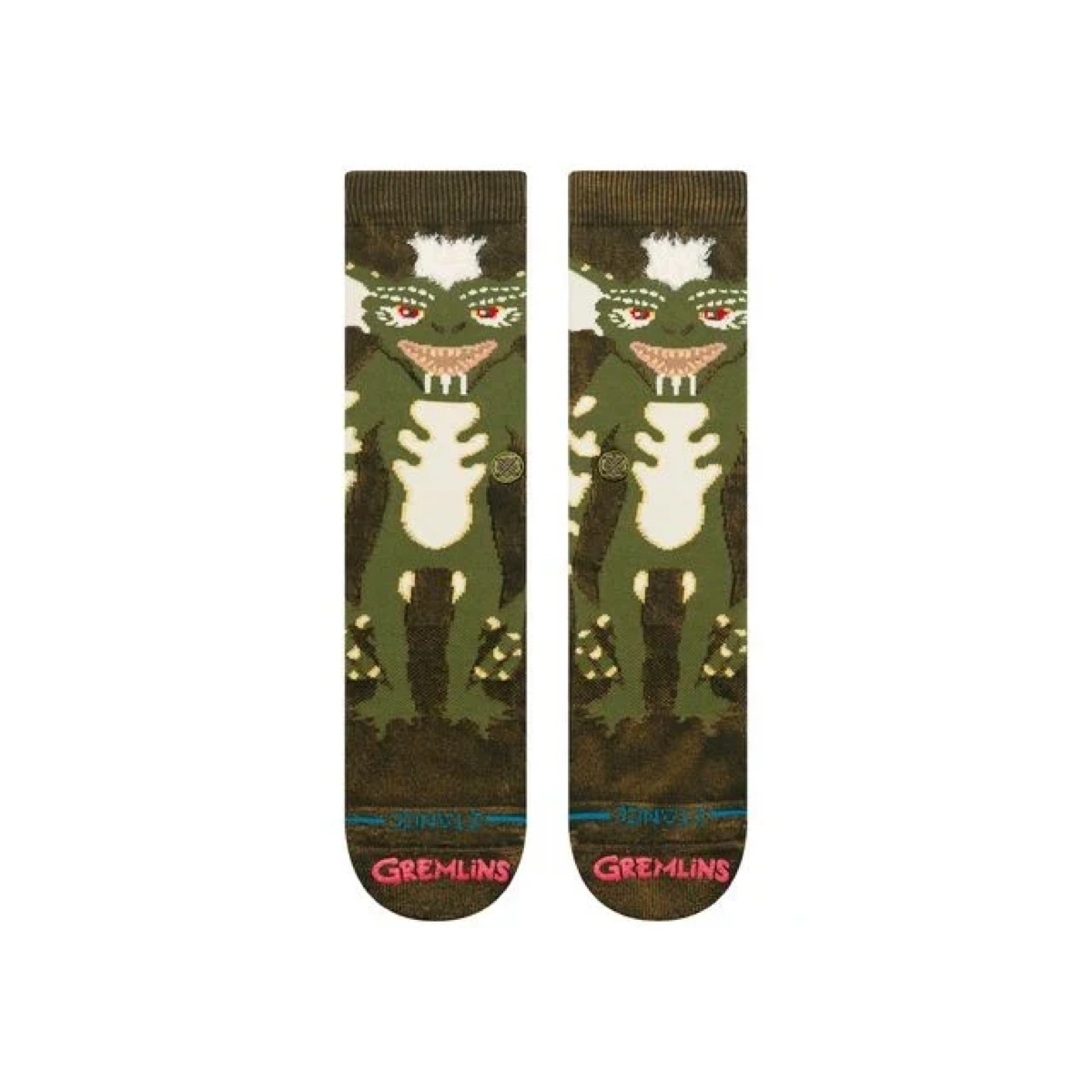 Socken, Knee-high, Gremlins, Grüner Monster, Fischzahn-Muster