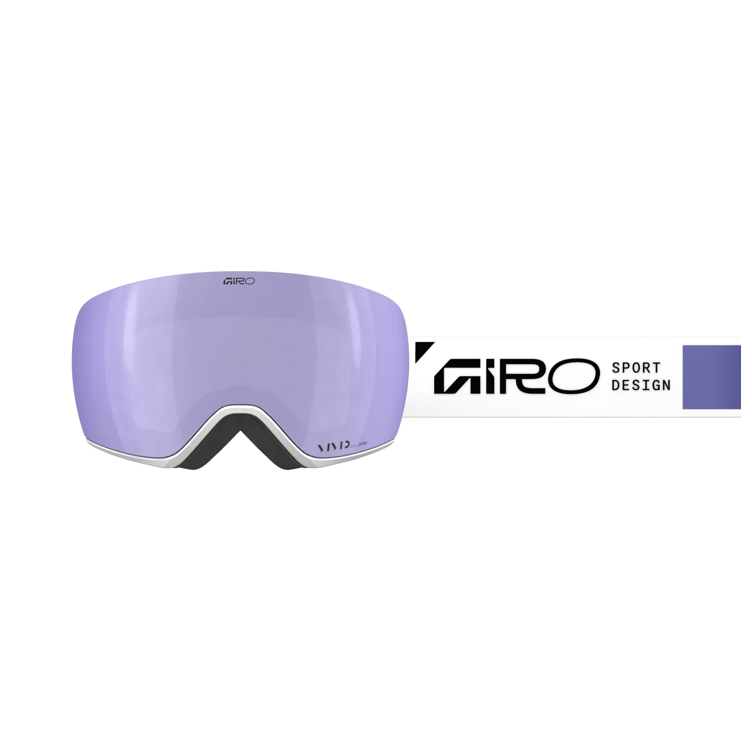 Article II Vivid Goggle Lunettes de snowboard, verres violets, sangle blanche, design sportif, sangle réglable, lunettes de ski, verres violets, verres miroités, design sans monture