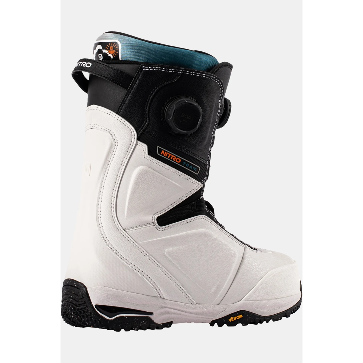 Chaussures de snowboard, noir et blanc, molette BOA, réglage par sangles, équipe « Nitro », bottes de neige, chaussures de snowboard, bottes, semelle en caoutchouc, système de réglage BOA