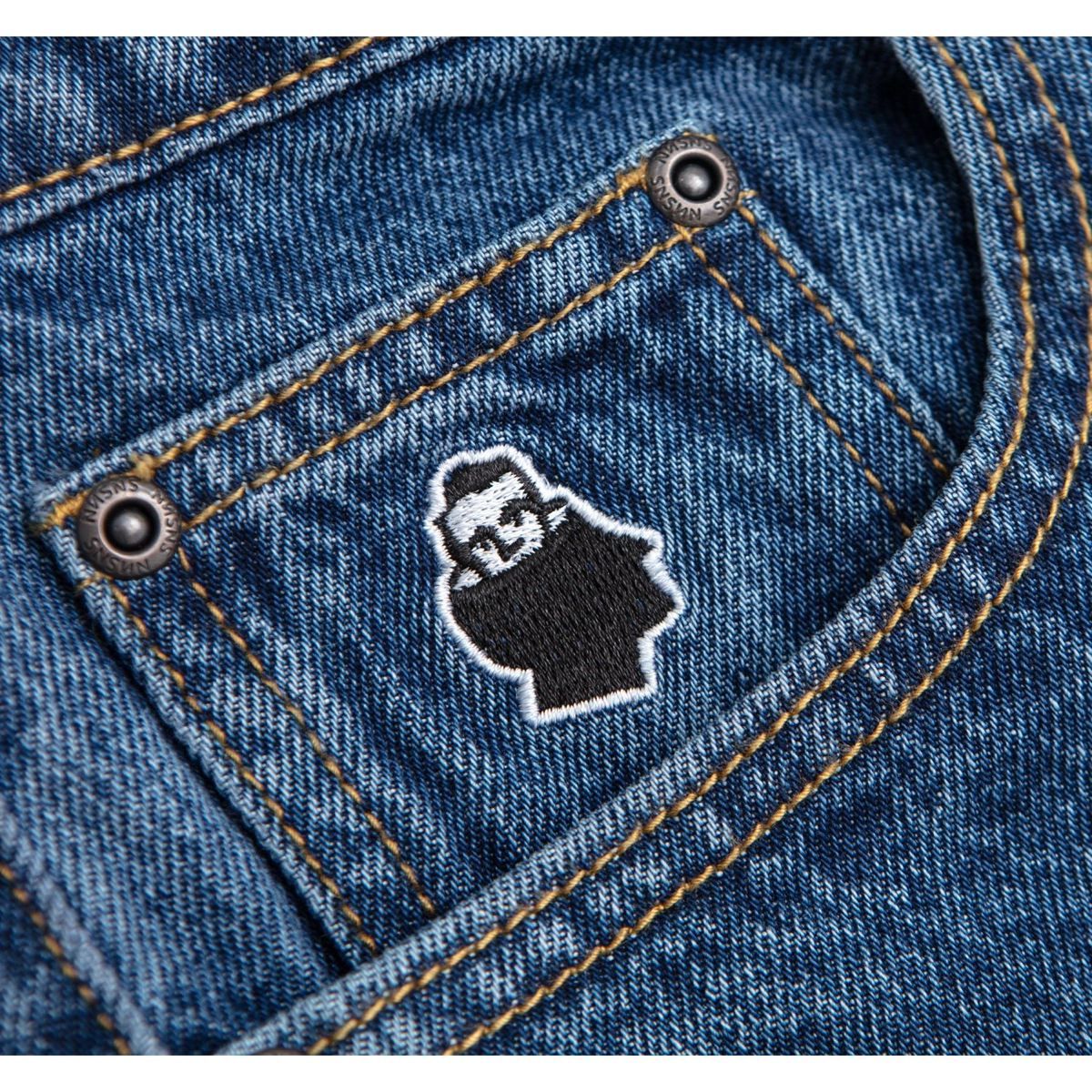 jeans, Denim, Gesäßtasche, Aufnäher, Nahtstich