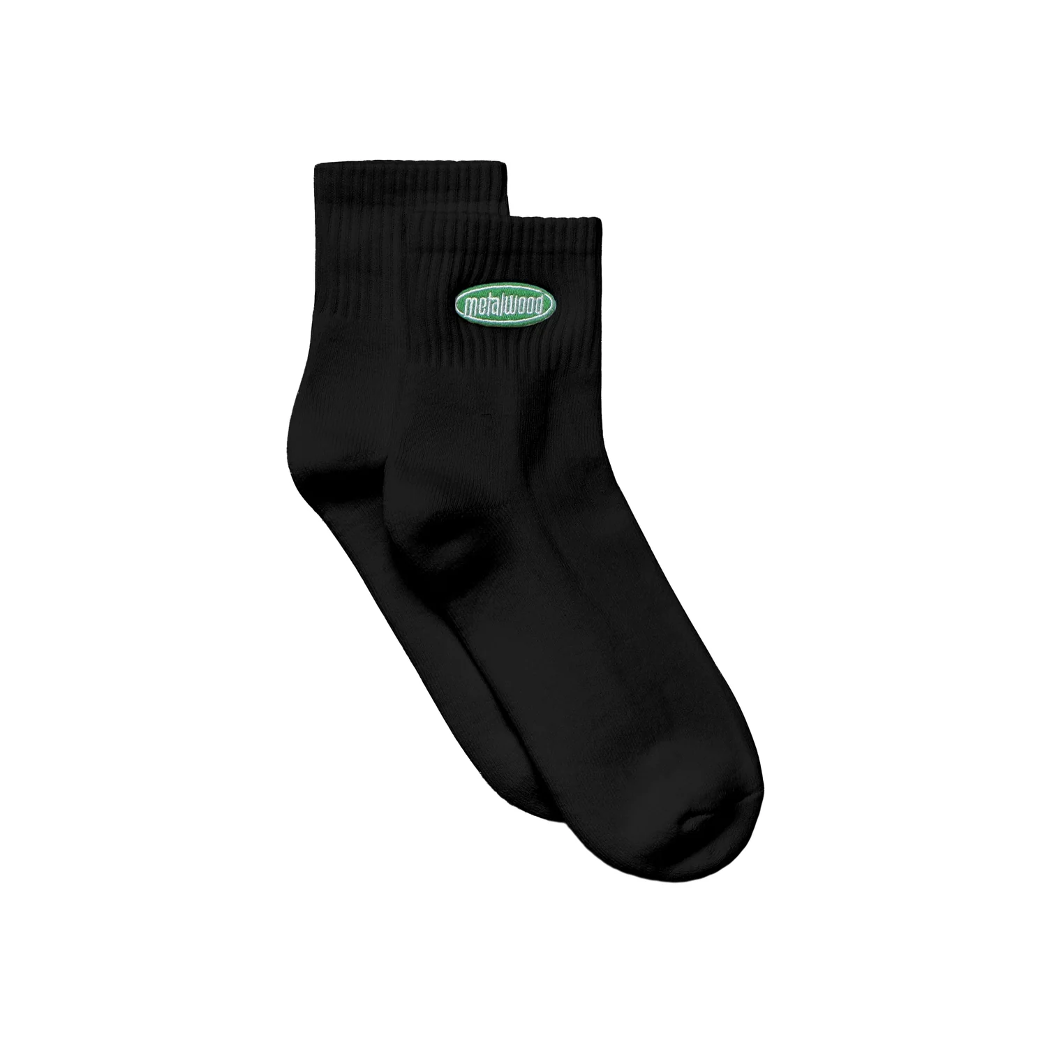 Oval Logo Quarter Sock Chaussettes, noires, côtelées, montant jusqu'à la cheville