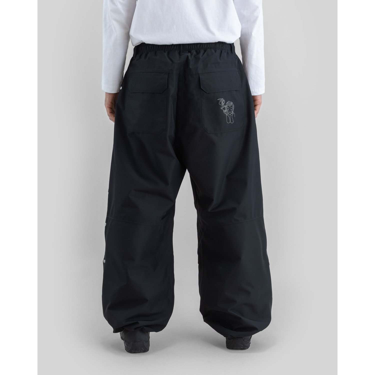 hosen, weite, schwarz, taschen, cargo