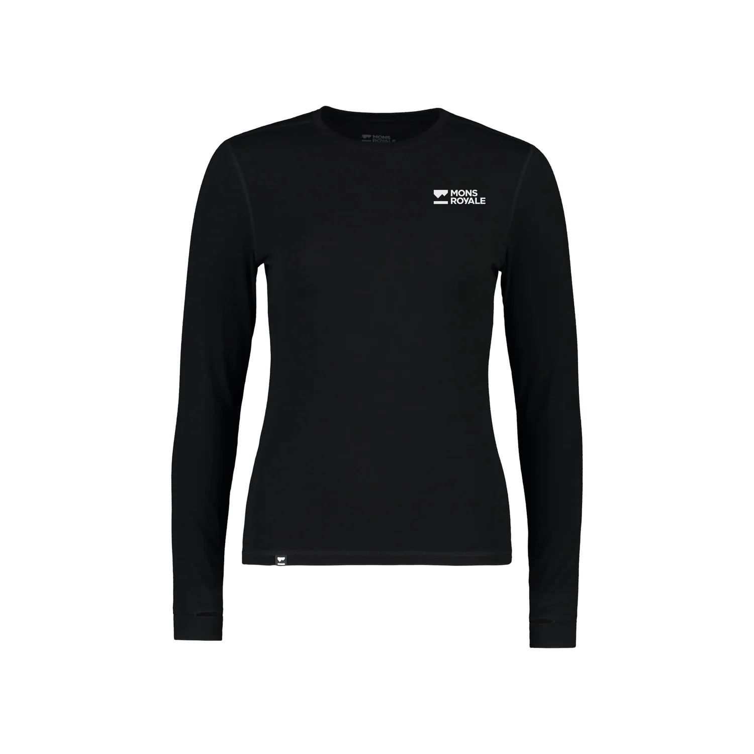 T-shirt à manches longues, noir, col rond, t-shirt technique, logo imprimé