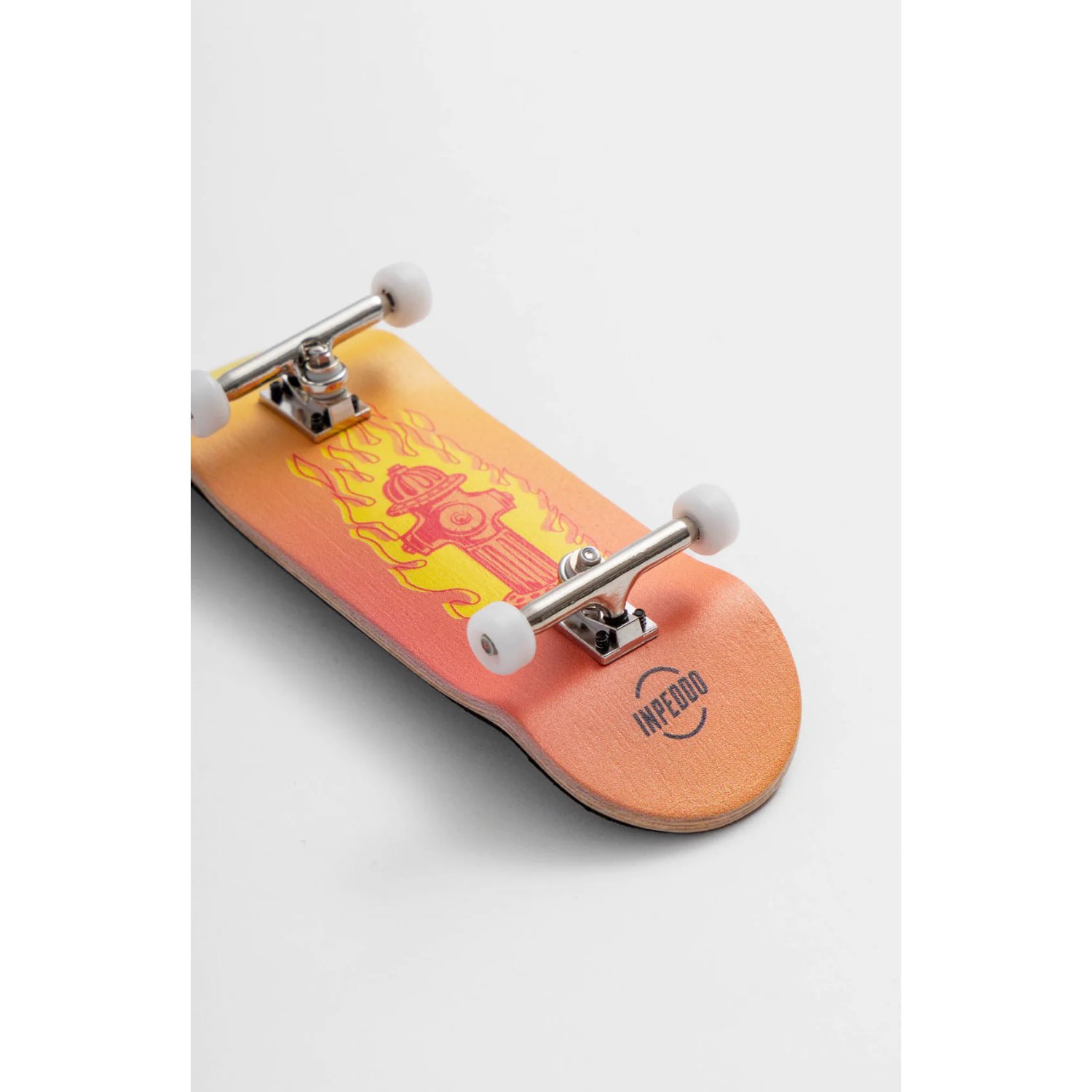Mini Skateboard, Fingerboard, Holz-Deck, Heller Verlauf, Weiße Rollen