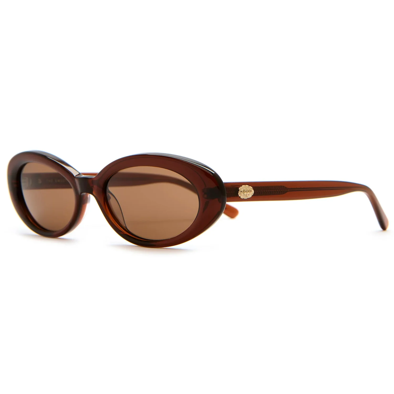 The Sweet Leaf Sonnenbrille, ovale Gläser, braunes Gestell, Kunststoffrahmen, braune Gläser