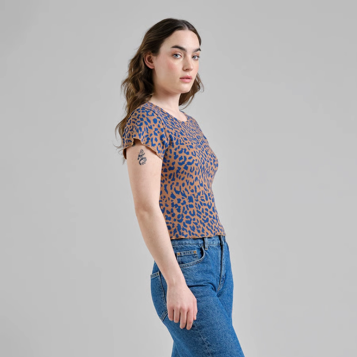 Rib Top Ven Leopard Light