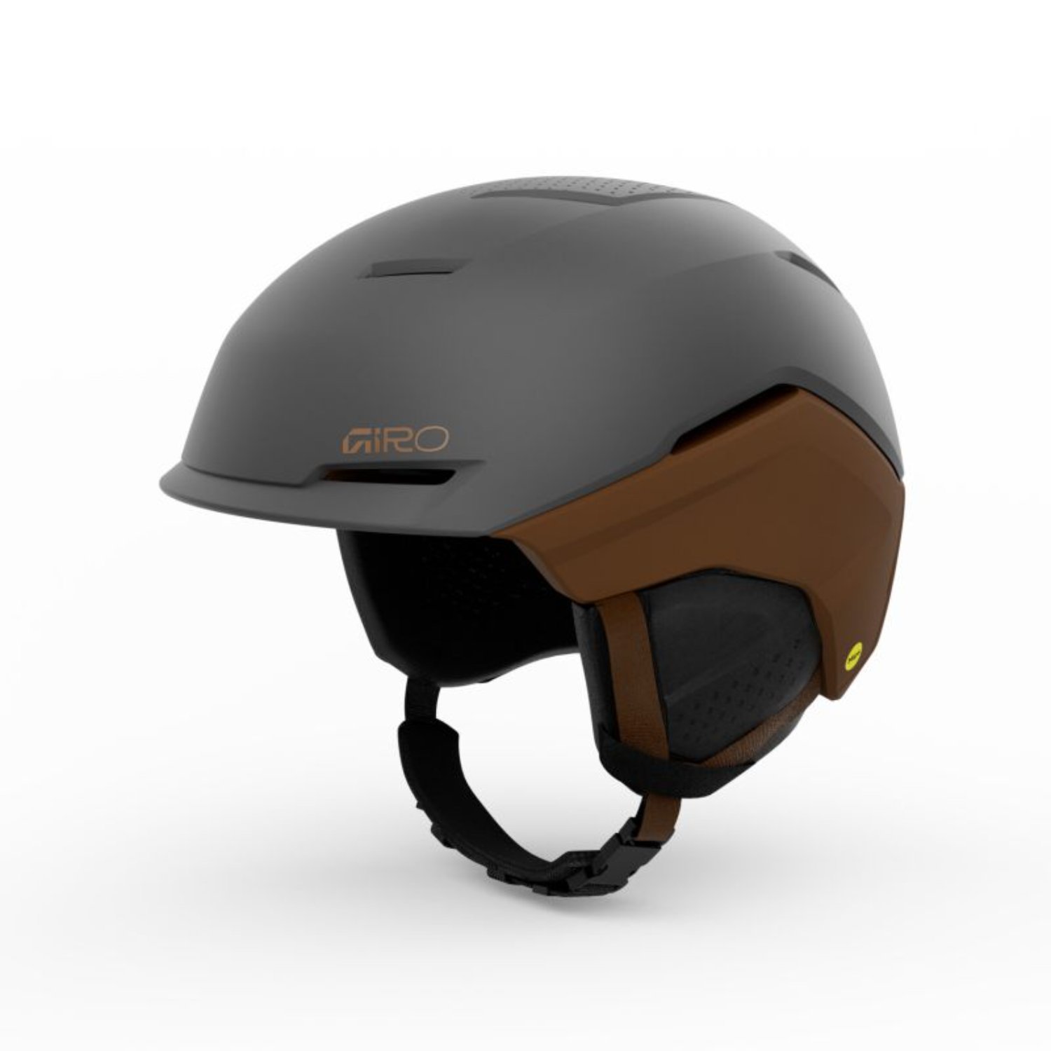  Skihut, Hardshell, Grau, Braun, Kinnriemen