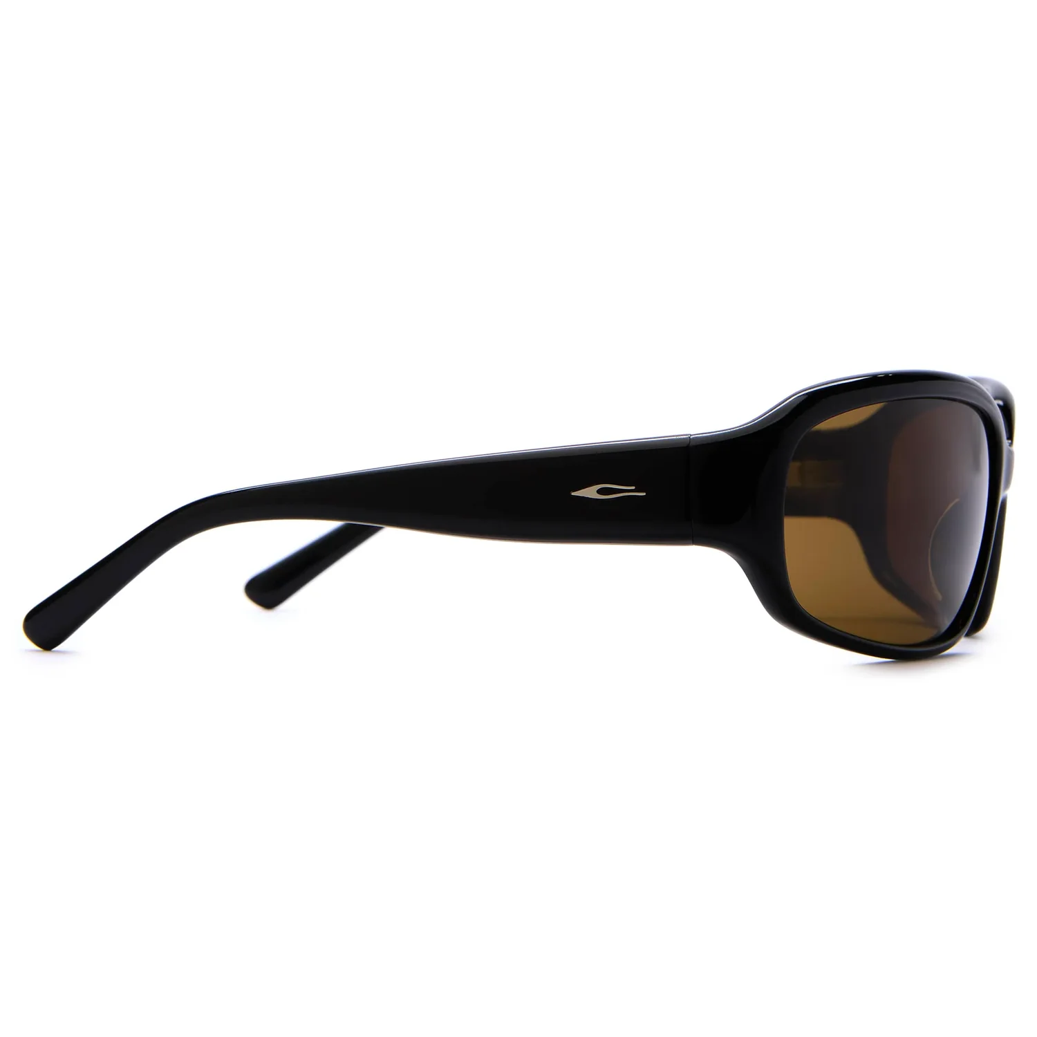 Sonnenbrille, schwarzes Gestell, braune Gläser, Kunststoffgestell, Vollrandbrille