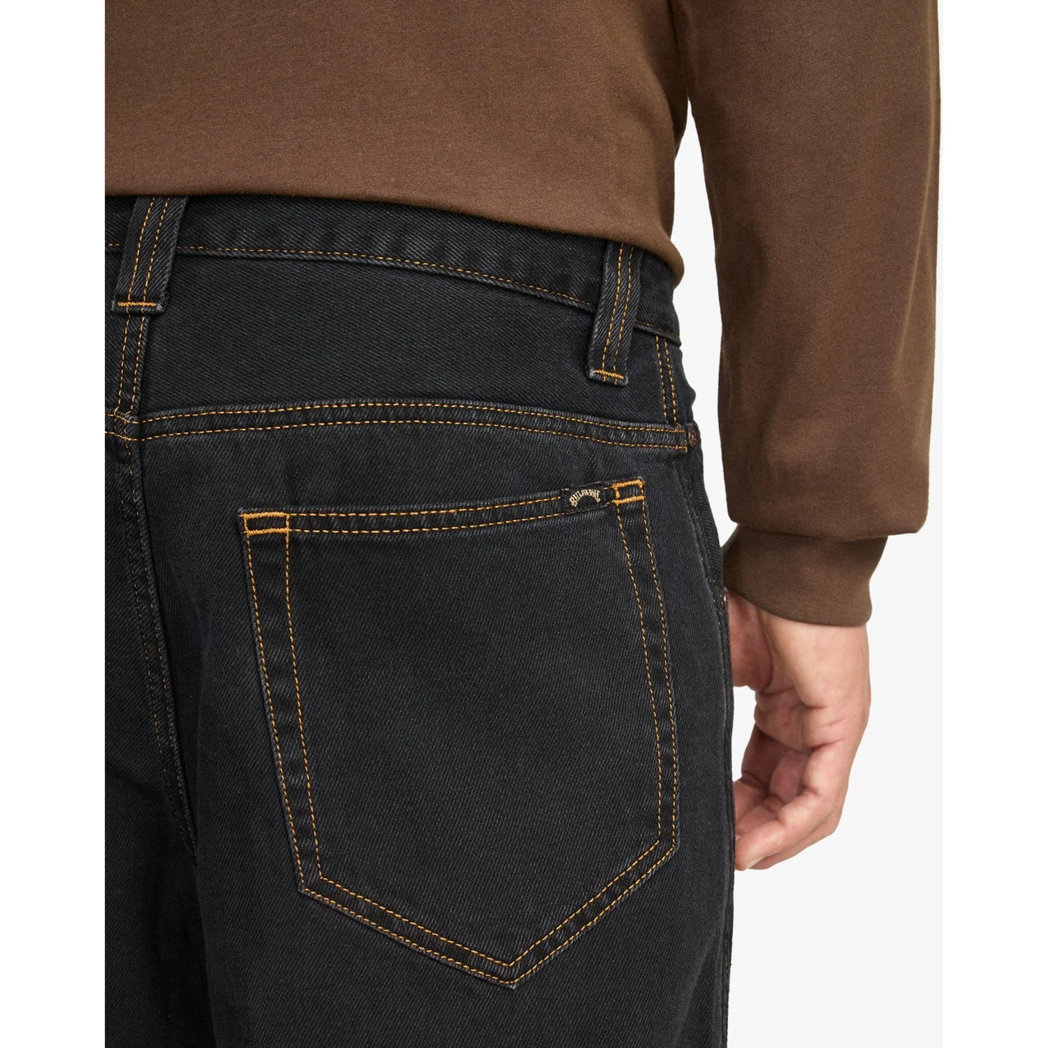 Gold Coast Denim Jeans, Schwarzer Denim, Kontrastnähte, Gesäßtasche