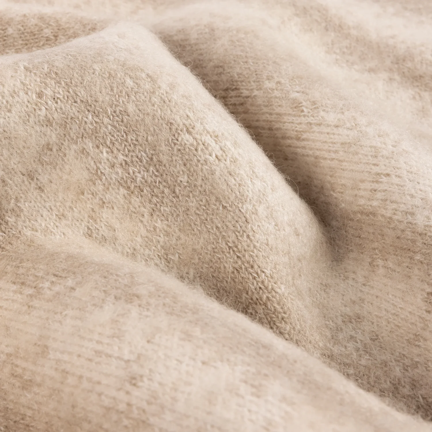 Strickstoff, Beige, Feinstrick, Flauschige Textur