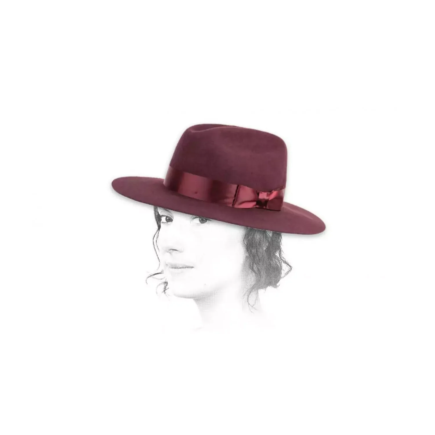 Tara Hat Chapeau, chapeau en feutre, rouge bordeaux, large bord, ruban de satin