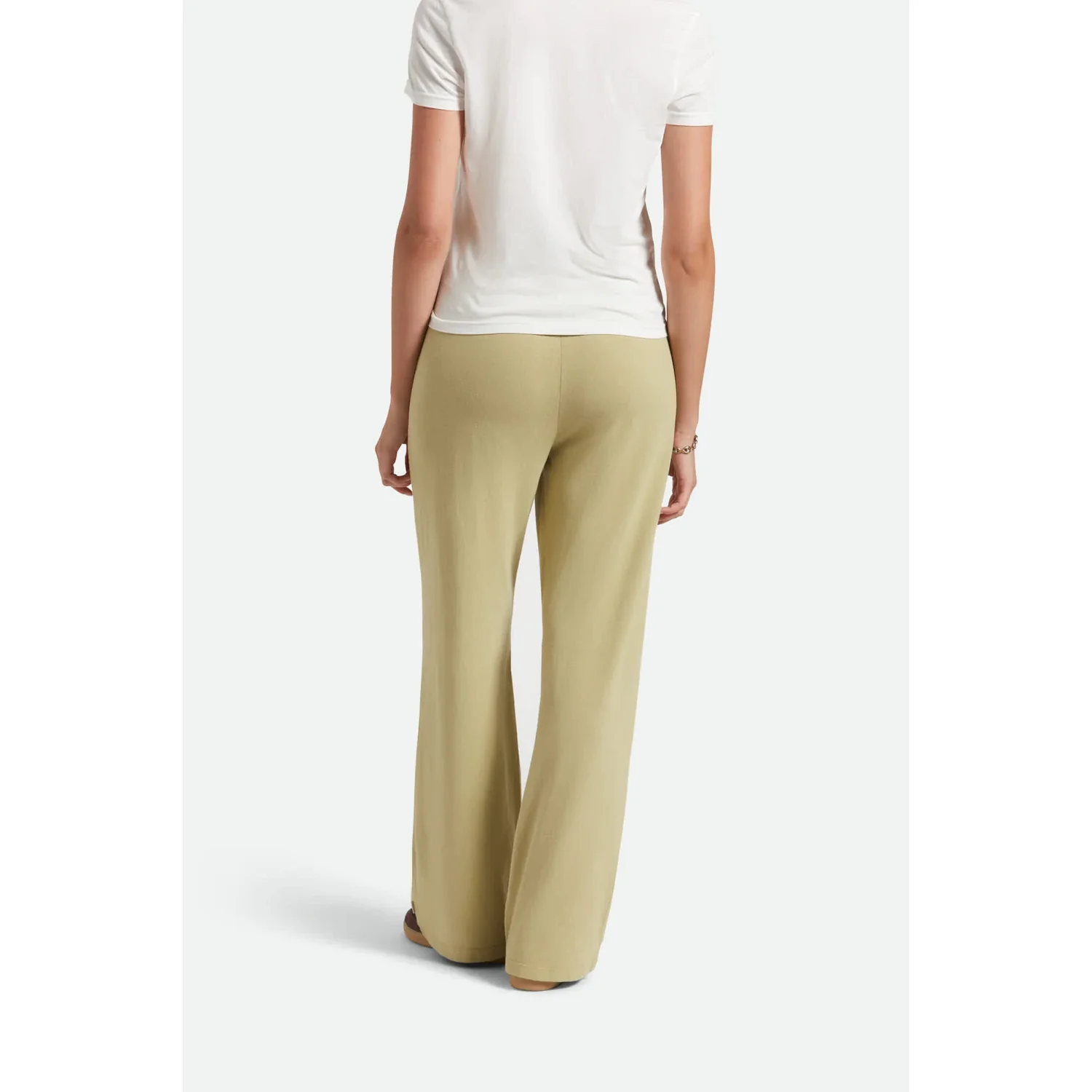 Pantalon pour femme, jambes larges, beige, uni, coupe longue