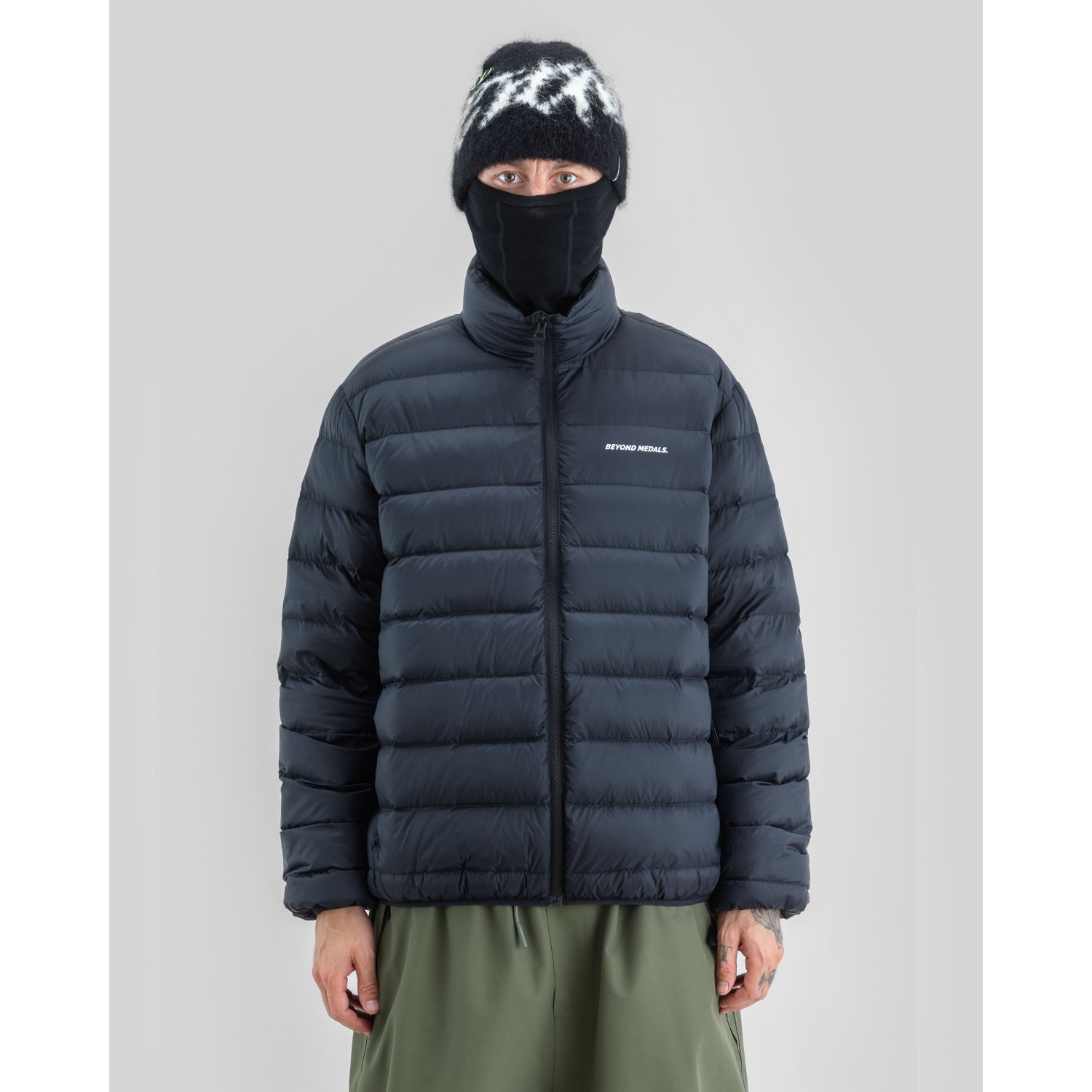 Packable Down Jacket Daunenjacke, Pufferjacke, Navy, Lange Ärmel, Reißverschluss