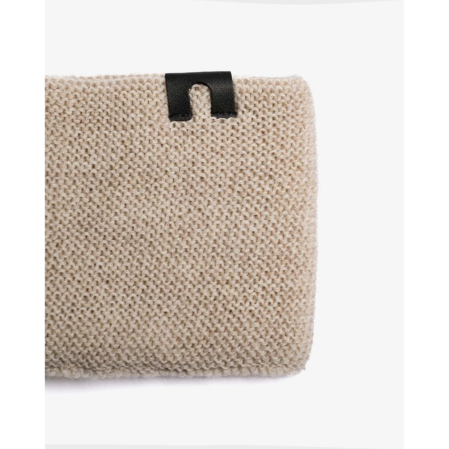 Bandeau en tricot, beige, maille grossière, étiquette noire