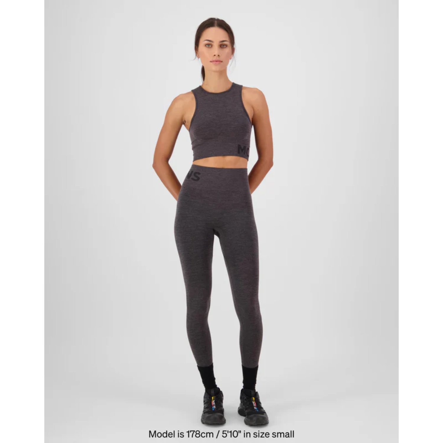 Solace Merino Seamless Leggins leggings, sportswear, crop-top, dunkelgrau, high-waist
