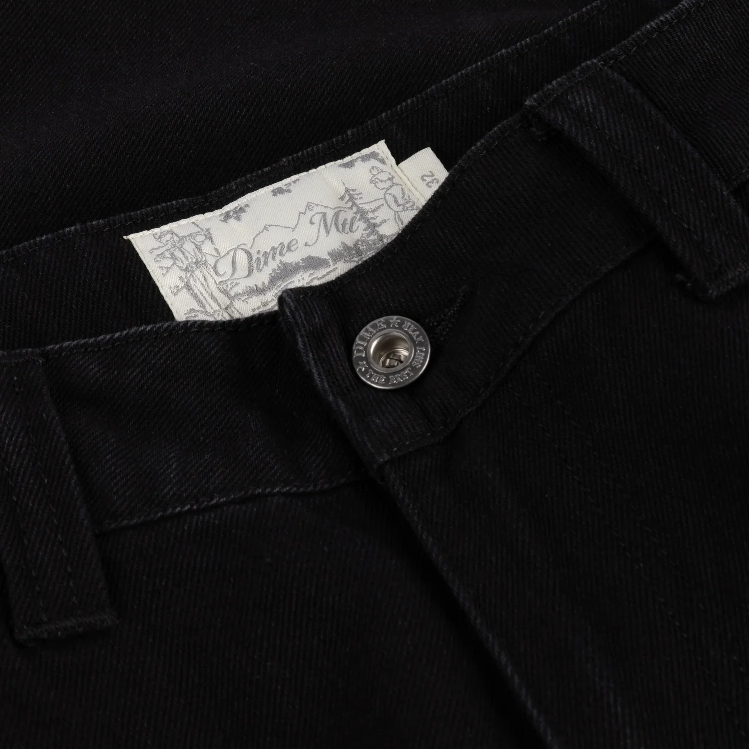 Baggy Denim Pants Jeans, schwarz, Denim, Metallknopf, Gürtelschlaufen