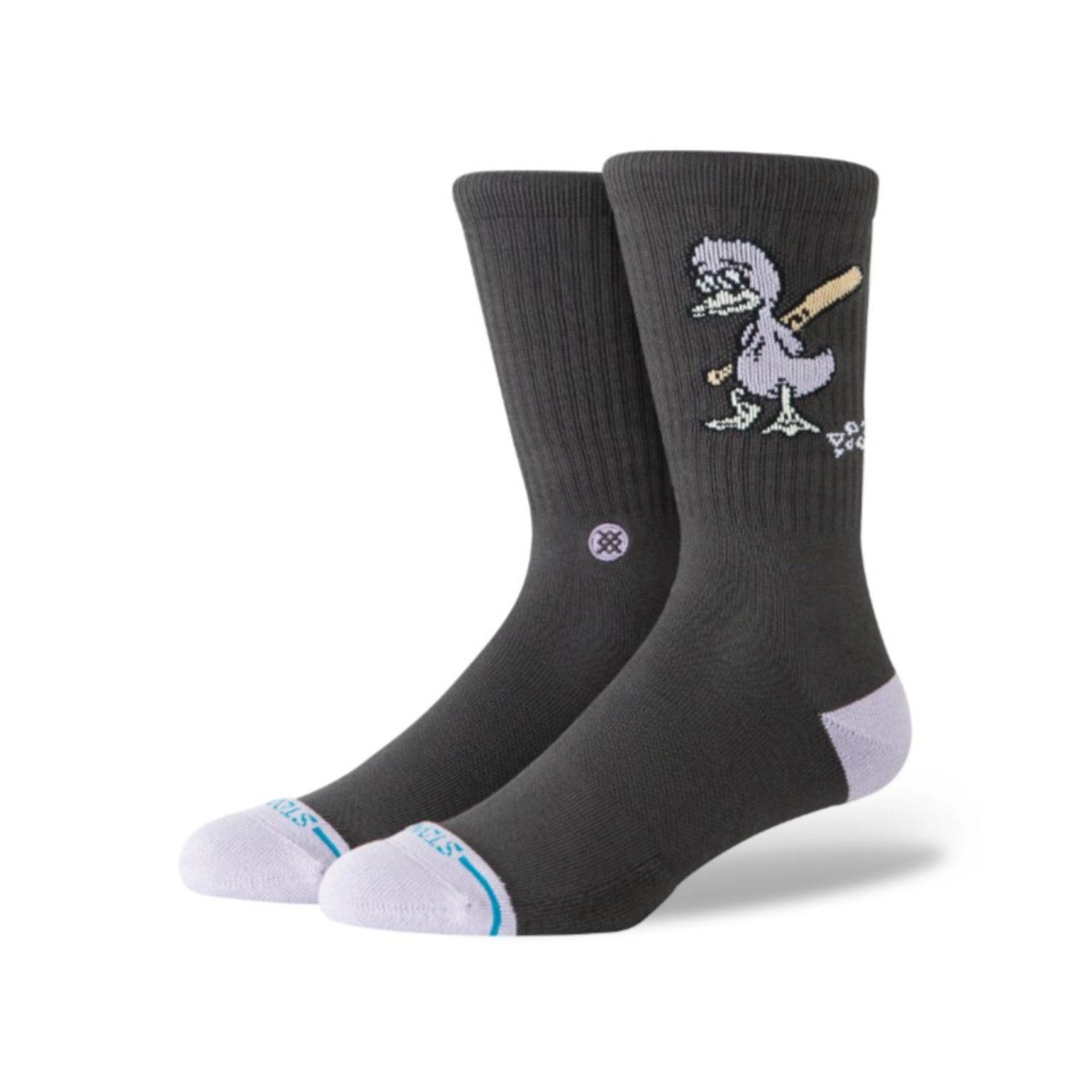 Chaussettes, mi-longues, noires, motif assorti, logo paon, petite languette légère