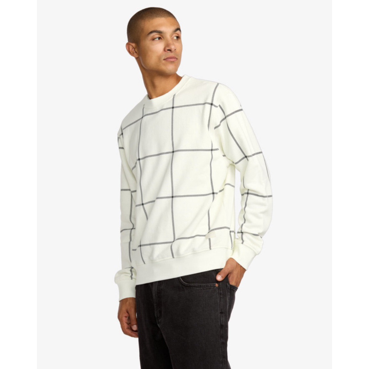 Vacancy Window Pane Crew Manches longues, pull, sweat-shirt, homme, personne