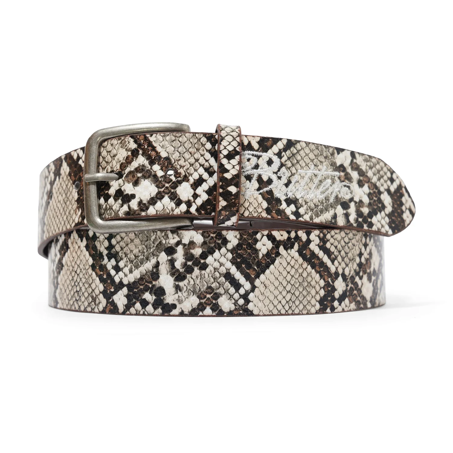 Snake Skin Belt Ceinture, motif serpent, boucle métallique, beige et noir, ceinture en cuir