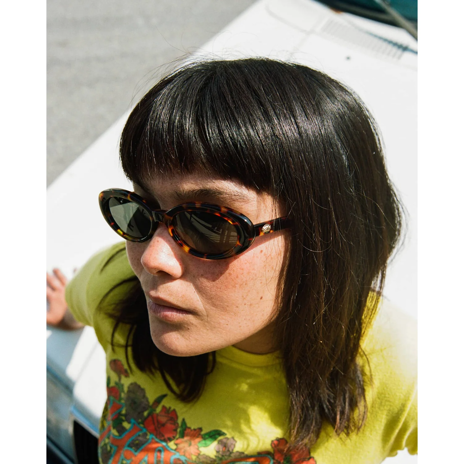 Sonnenbrille, ovale Gläser, Havanna-Muster, dunkle Gläser, Kunststoffgestell