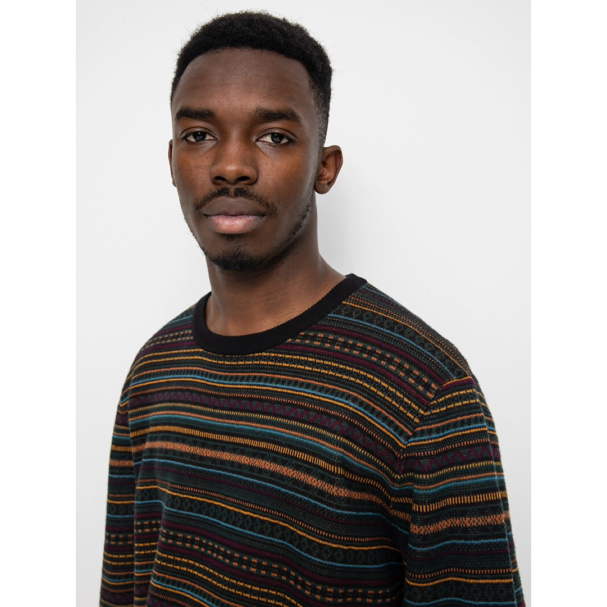 Pull, pull en maille, multicolore, rayé, col rond