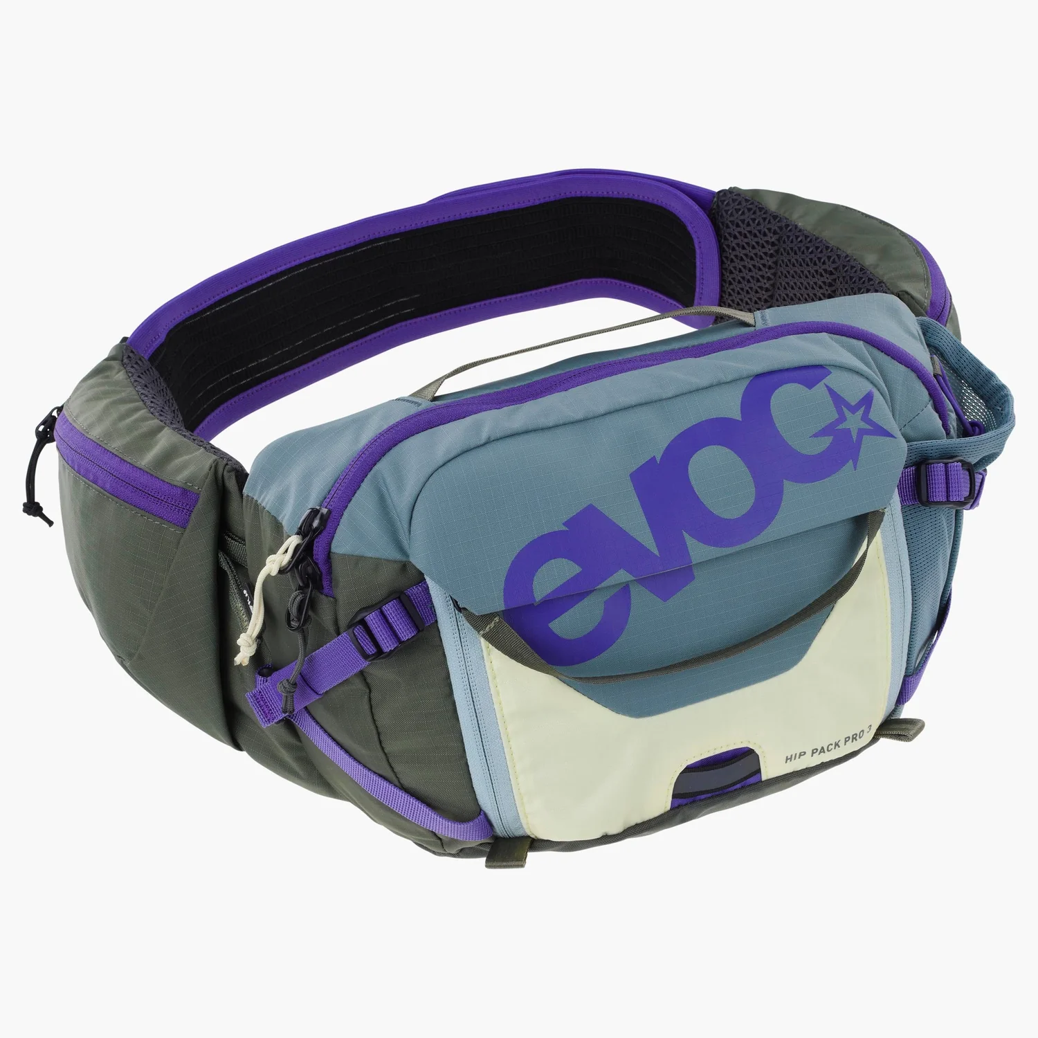 Hip Pack Pro 3L +Bld Hüfttasche, Ripstop-Gewebe, Blaugrün und Violett, Mehrere Reißverschlusstaschen, Verstellbarer Hüftgurt