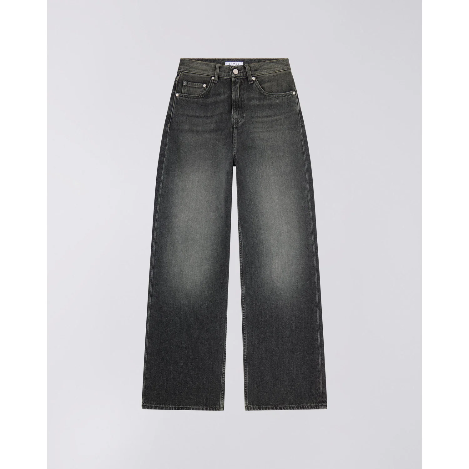 Jeans, Weites Bein, Dunkelgrau, Denim, Verwaschene Optik