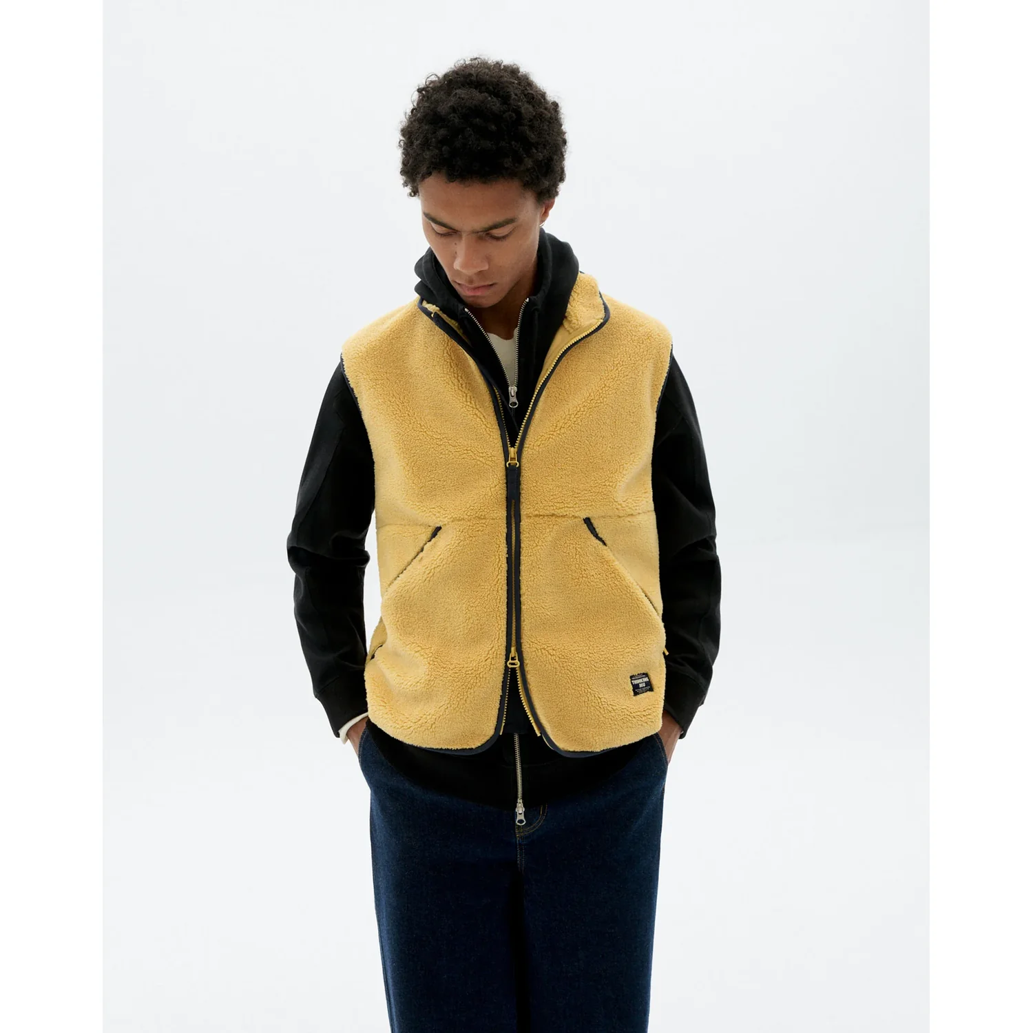 Craig Vest Fleeceweste, Gelbes Teddyfleece, Ärmellos, Reißverschluss, Seitentaschen