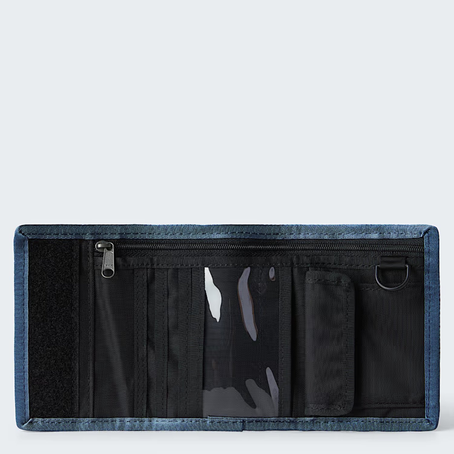 Portefeuille, poches intérieures, tissu, bleu, fermeture éclair, multiples poches