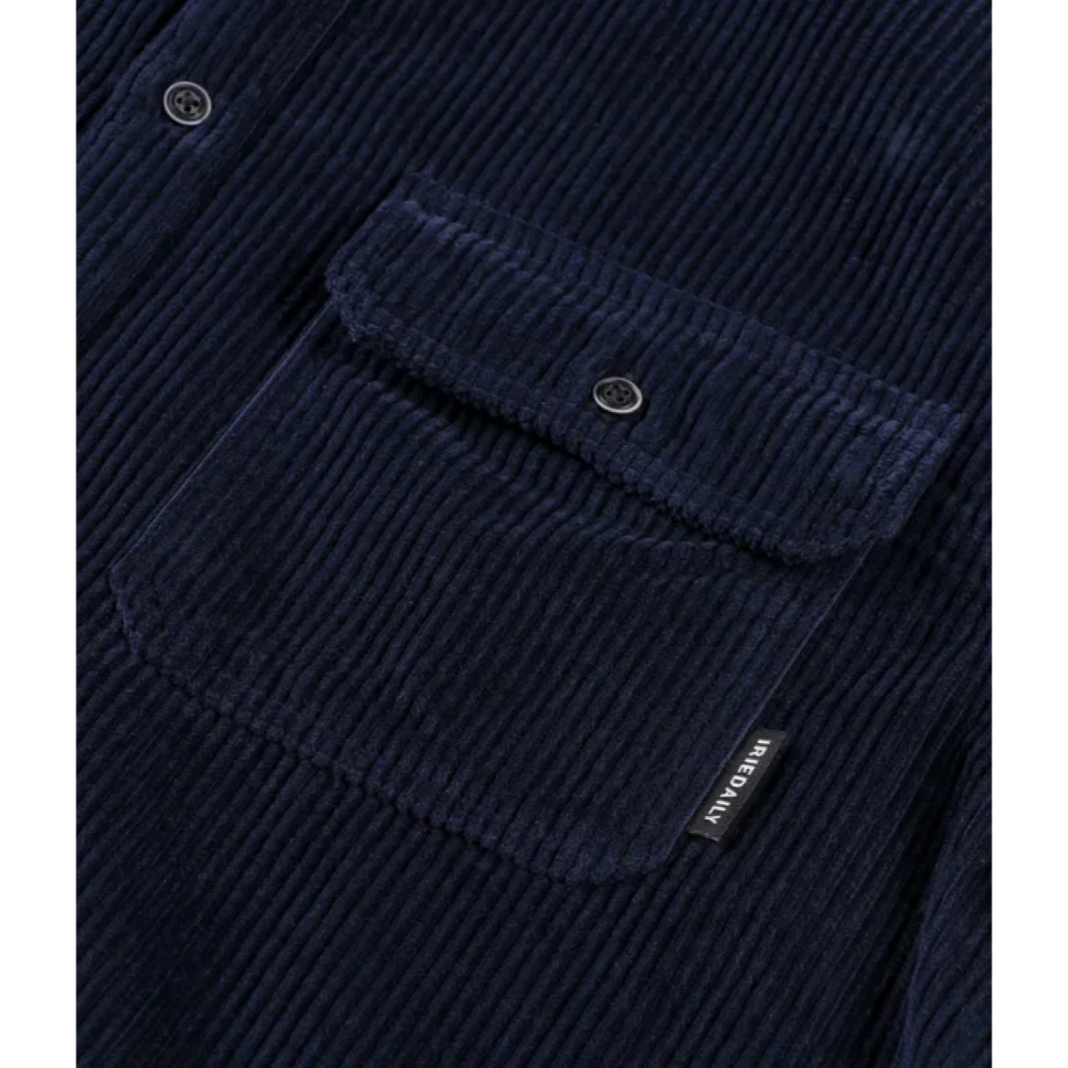 Bubble Cord Shirt Kordelstoff, Brusttasche, Marineblau, Hemd, Knopfleiste