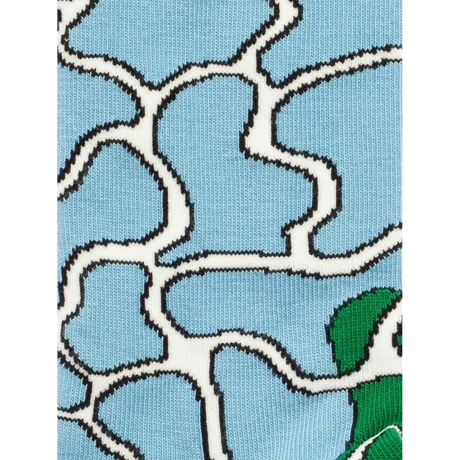 Pool Reflections Tissu tricoté, bleu clair, motif abstrait, lignes blanches, contours noirs