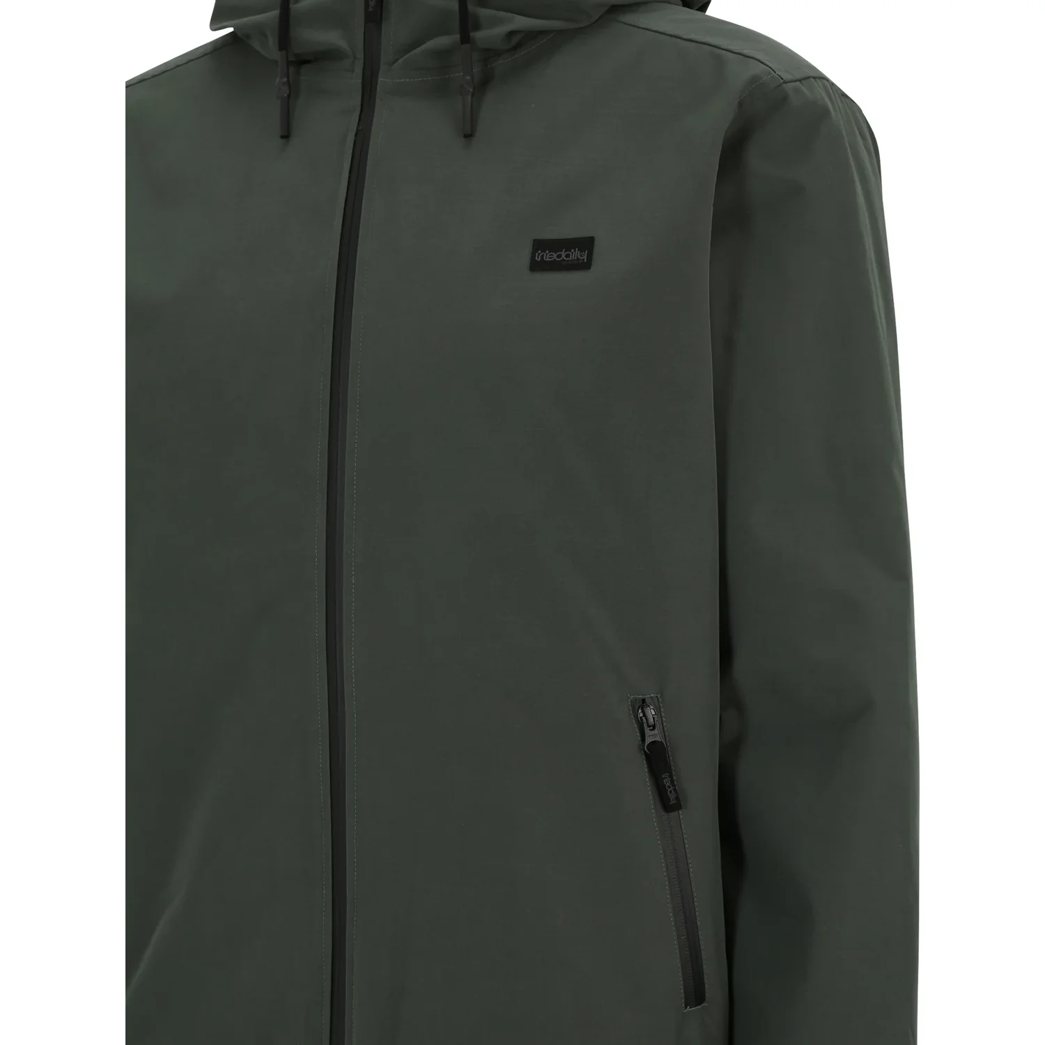 Nilas Jacket Regenjacke, Kapuze, Dunkelgrün, Reißverschluss, Seitentasche