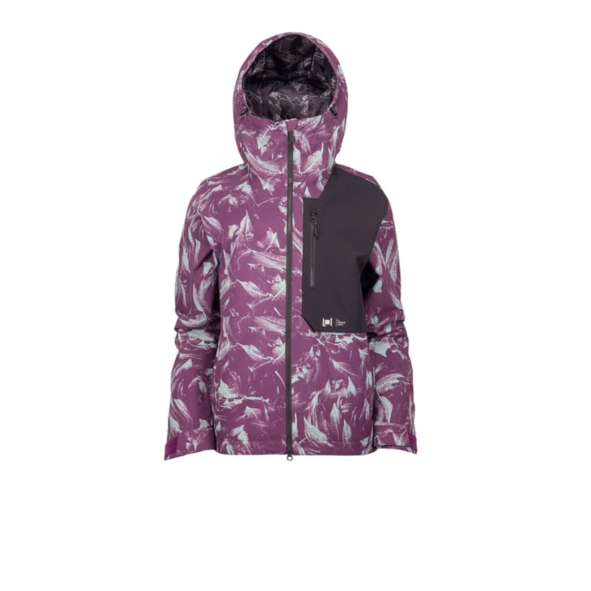 Veste, capuche, violet, motif, fermeture éclair, veste d'hiver, motif végétal, violet, capuche, fermeture éclair