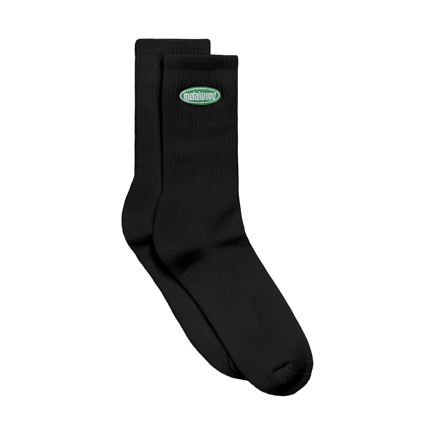Chaussettes, cheville, noir, maille côtelée, Green Patch