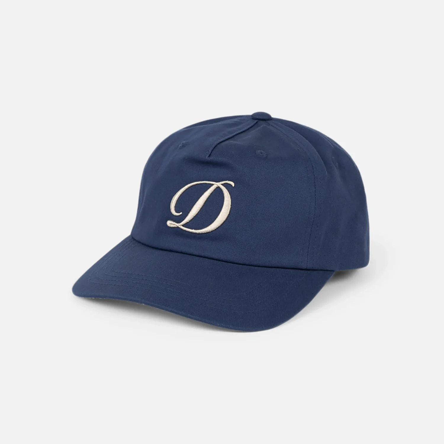 Cursive D Worker Cap Baseballkappe, Dunkelblau, Gebogener Schirm, Besticktes Logo