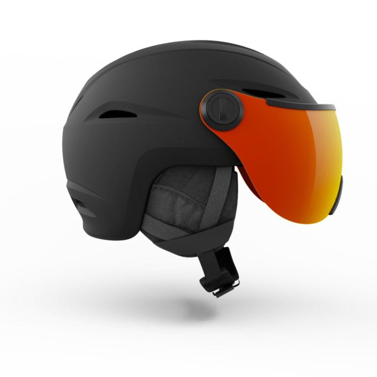 Skihut, Helm, Schwarz, Visier, Kinnriemen