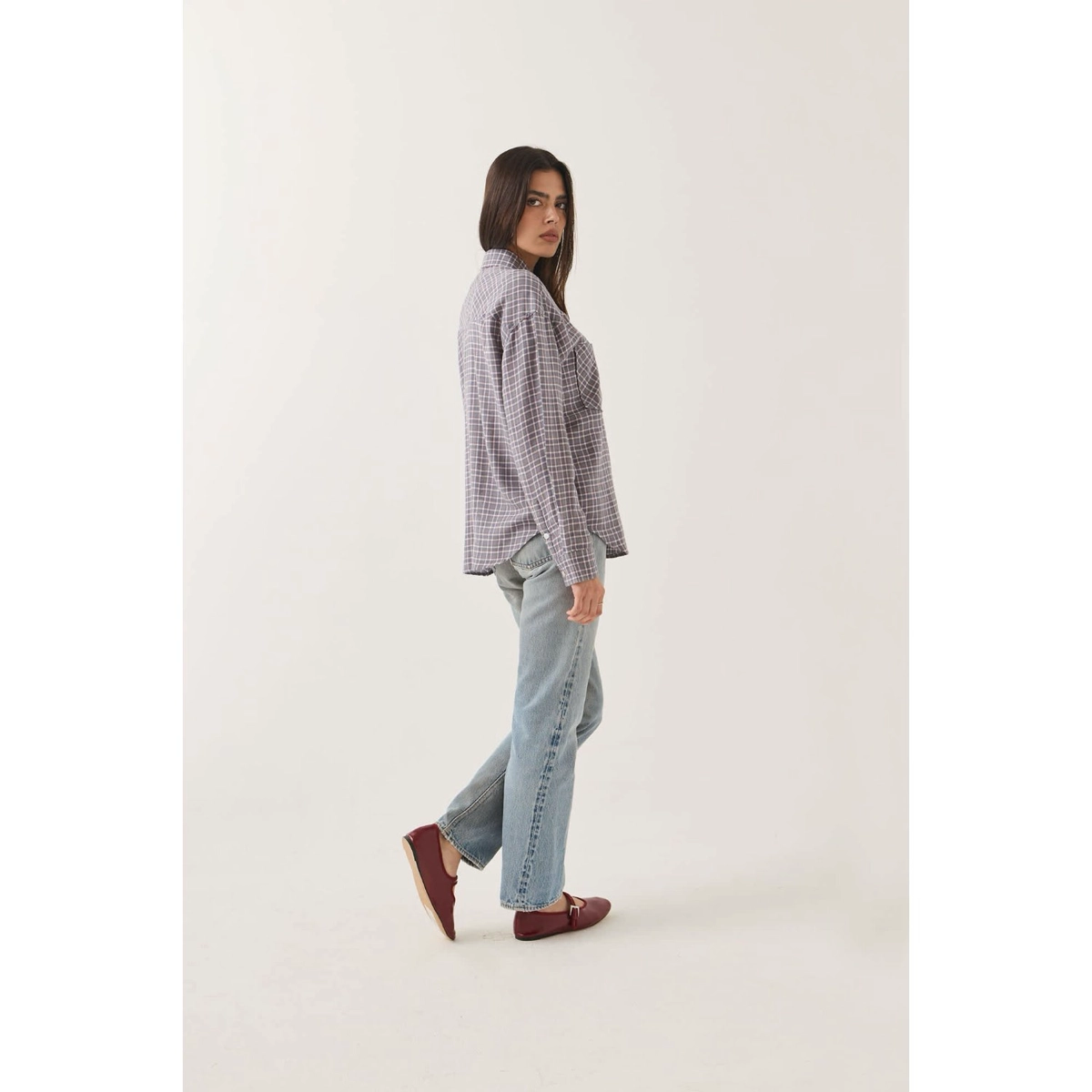 Hemd, Gingham, Langarm, Karo, Oversized, Hemd, kariertes Hemd, Lässige Passform, Jeans, Loafer